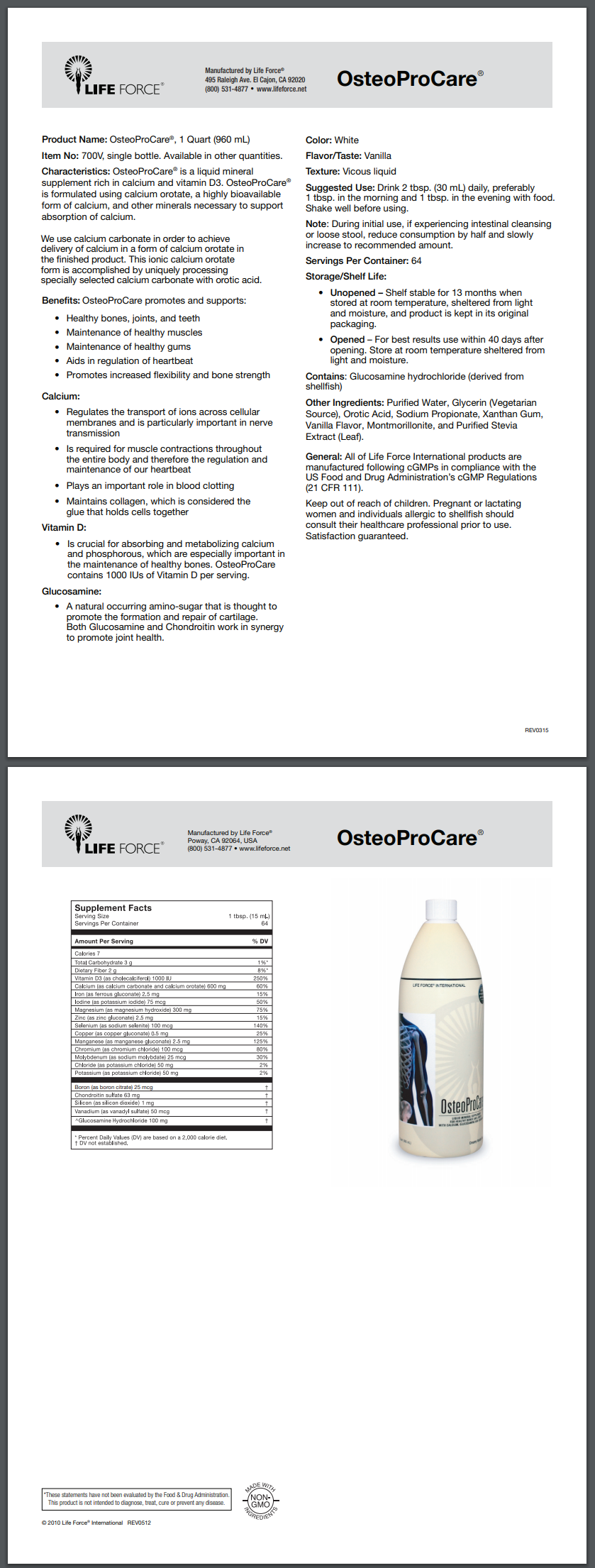 OsteoProCare Product Facts